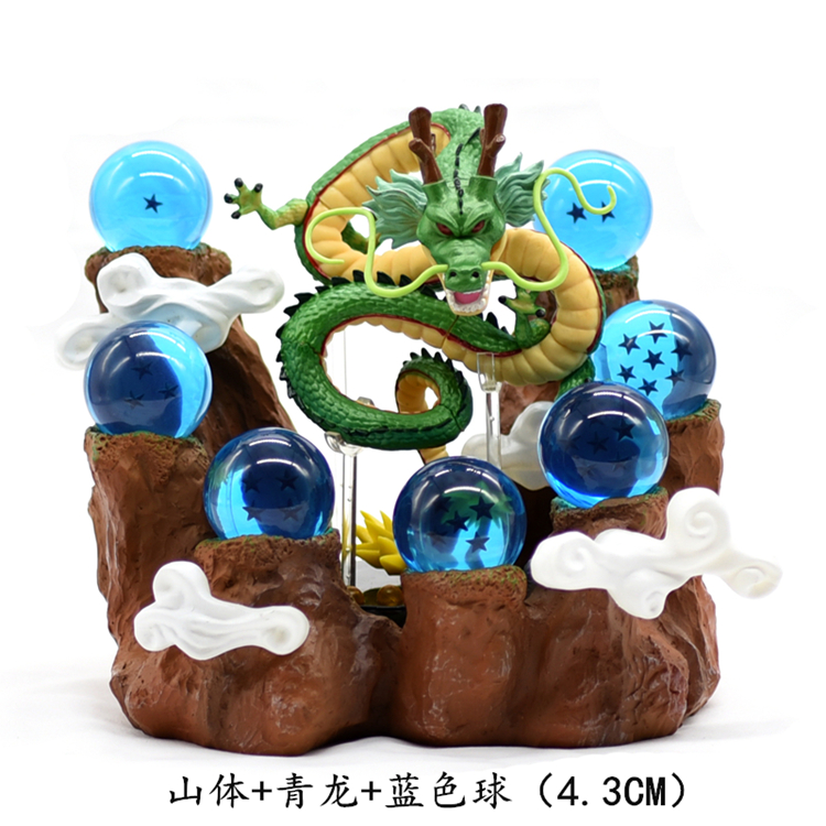 4.3 Ball Blue + Green Dragon + Rockery BaseTiktok Same Dragon Ball periphery comic name of a fictitious monkey with supernatural powers Garage Kit 7 Seed Dragon crystal Dragon Ball Model   birthday Make a wish