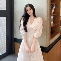 sandro tonali French waist first love skirt summer Super fairy temperament white dress women