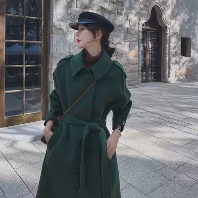 Sandro Tonali double-sided cashmere coat 2020 Winter new medium and long version of woolen British lace-up jacket women