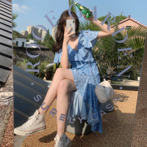 sandro tonali French retro gentle floral dress chiffon long dress design sense niche first love dress