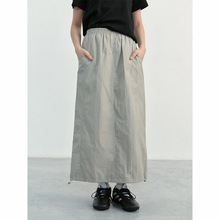 STHOME Spring New Product Casual High Waist Fully Elastic Waist Drawn pleats Lightweight and Versatile Minimalist Skirt