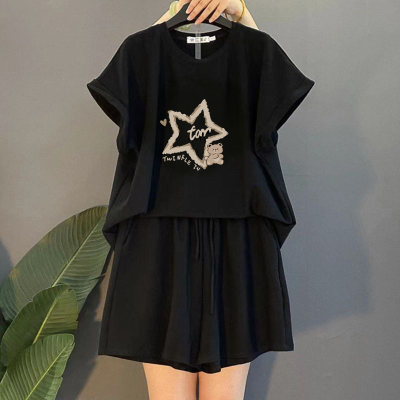 Casual Sports Running Suit for Women 2026 Summer New Popular Style Plus Size Loose Short-Sleeved Large Size Shorts Two-Piece Set