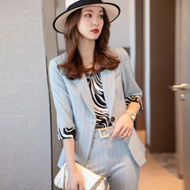 Suit suit womens high-end sense 2022 summer new professional work clothes temperament striped suit two-piece suit for women