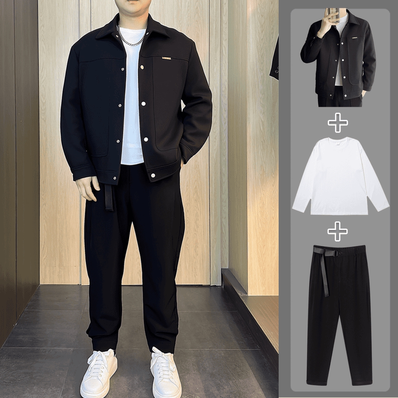 Spring Three-Piece Suit for Slightly Chubby Men, Versatile and Fashionable Casual Jacket for Men in Spring and Autumn, Plus-Size Coat for Big and Tall Men Spring Three-Piece Suit for Slightly Chubby Men, Versatile and Fashionable Casual Jacket for Men in Spring and Autumn, Plus-Size Coat for Big and Tall Men