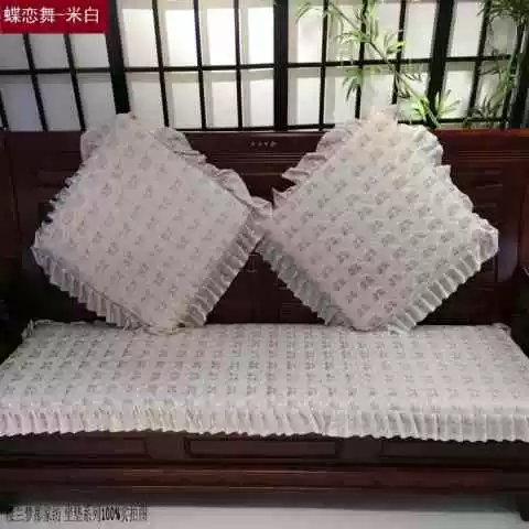 Mùa đông dày sofa gỗ đệm ren sang trọng chống trượt Trung Quốc gỗ gụ ghế sofa văn phòng ba ghế đệm - Ghế đệm / đệm Sofa