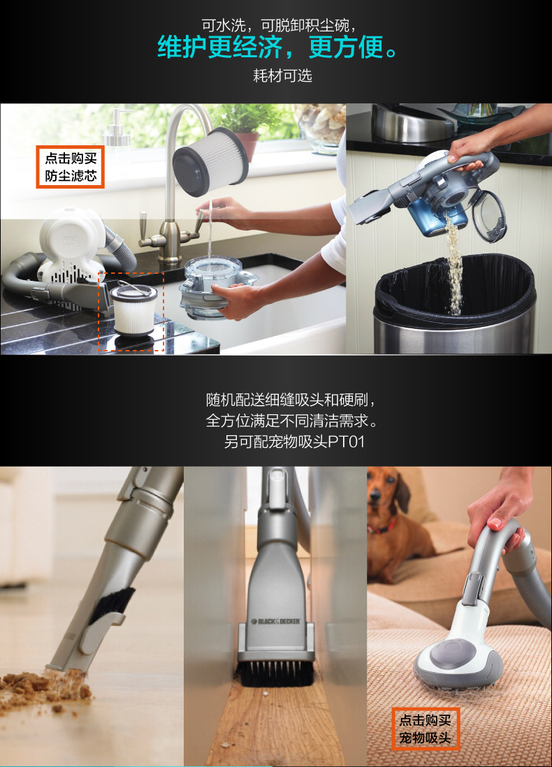 liectroux xr500 Hoa Kỳ Black & Decker Máy hút bụi không dây Xe gia đình Công suất cao Sạc pin cầm tay Pin lithium PD1420L - Máy hút bụi robot hút bụi liectroux