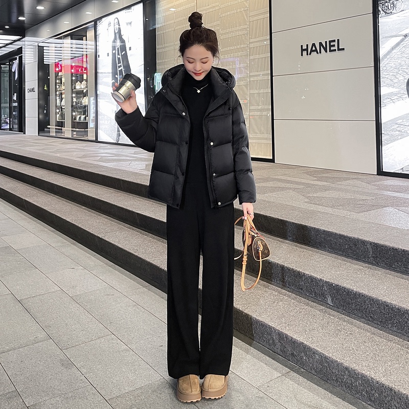 Short down Jacket for Petite Women, 2025 Winter New Style, Black, White Goose Down, Thickened, Fashionable and Warm Coat