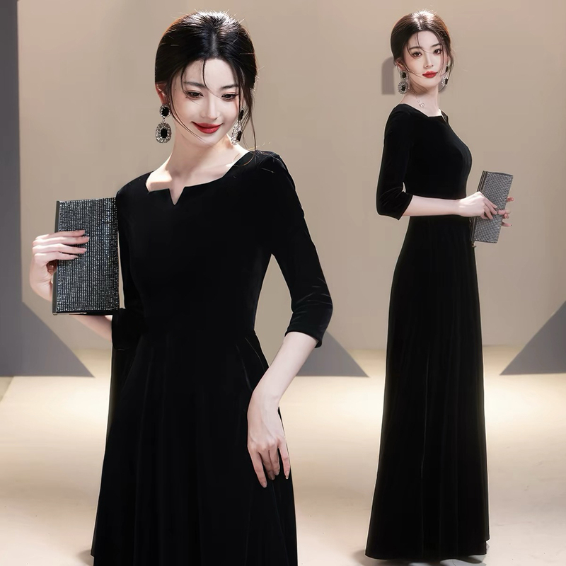 Choir Performance Dress, Women's Long Dress, Piano Performance Dress, Black Conductor's Costume, Host Evening Dress, Long Style Choir Performance Dress, Women's Long Dress, Piano Performance Dress, Black Conductor's Costume, Host Evening Dress, Long Style