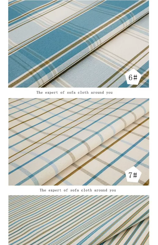 Địa Trung Hải sọc kẻ sọc vải lanh màu sofa vải cao cấp giả bông vải lanh dày khăn trải bàn gối - Vải vải tự làm