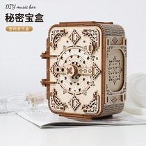 Woody Hand Diy Assembled Cryptobox Jewellery Mouth Red Containing Toy Mechanical Model Solid Jigsaw Board Gift