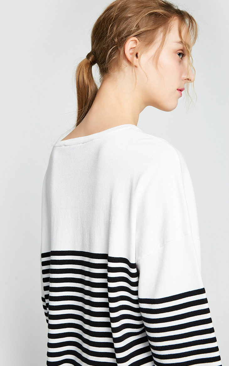 [Giá trị mùa thu và mùa đông] Áo len tay lửng sọc ngang vai đơn giản của Vero Moda | 317324541 áo len gile