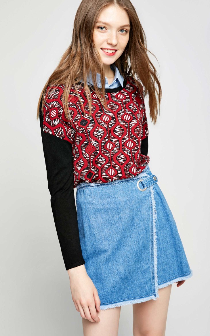 [Giá trị mùa thu và mùa đông] Vero Moda kiểu cổ tròn phù hợp với áo len dệt hoa | 317324527 áo khoác len nữ