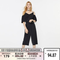 Aya ZHI (summer new black loose thin high waist chiffon suit casual wide leg pants female) 119344503