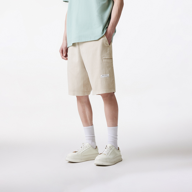 Tq District Ailingzhi Jack Jones Autumn and Winter Shorts with Multi-Pocket Design, Letter Patch, French Bulldog Embroidery Shorts for Men