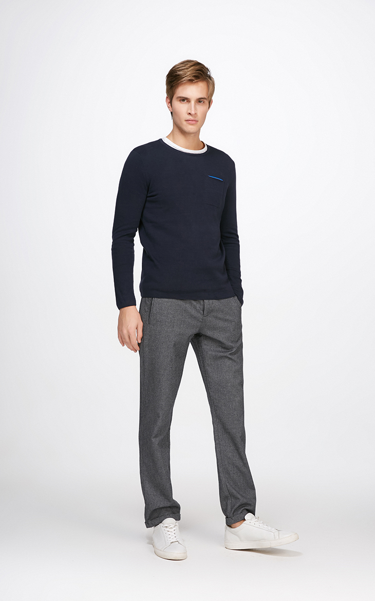 CHỌN Slade Nam Cotton Patch vòng cổ dài tay áo len C-417124525
