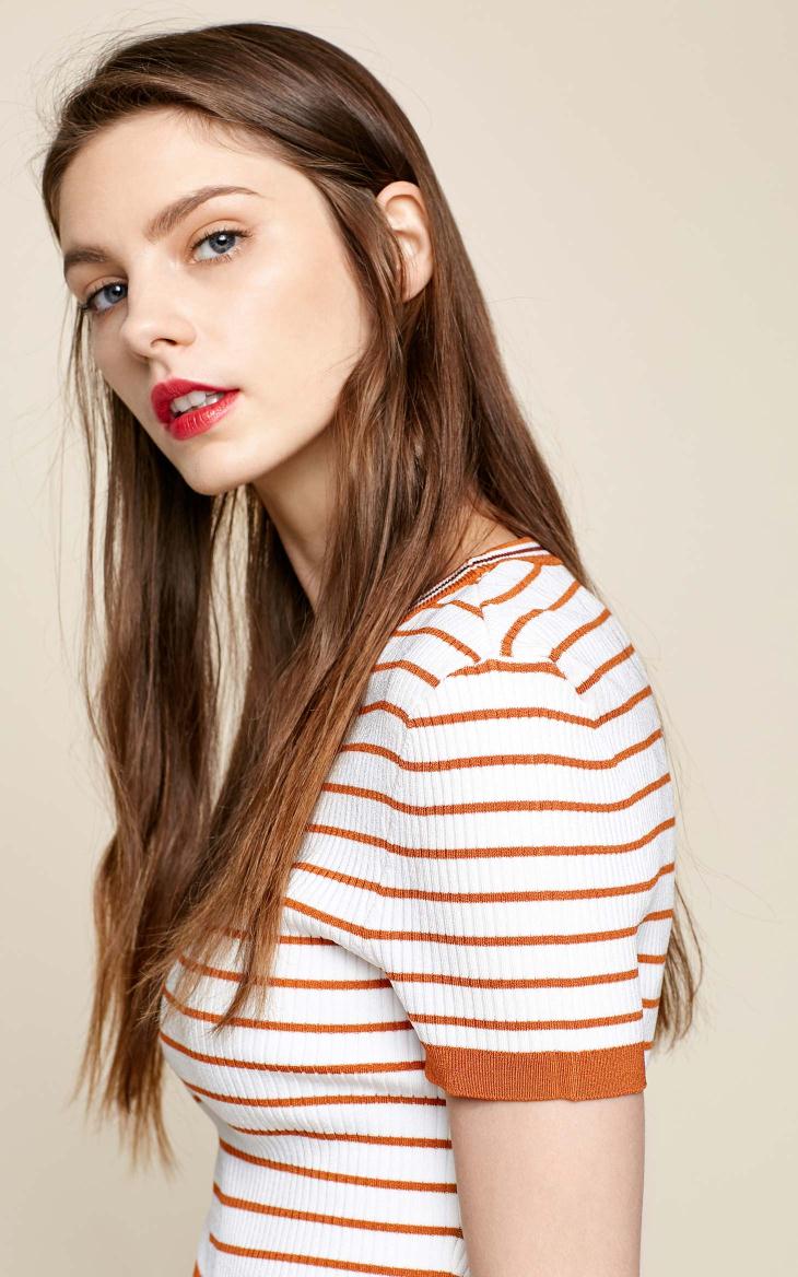 [3 miễn phí 1] Áo thun mỏng tay ngắn sọc Vero Moda | 317345502 áo len tăm