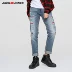 [3 miễn phí 1] JackJones Jack Jones quần jean cắt lỗ trắng JO | 217432505 quần nam đẹp Cao bồi