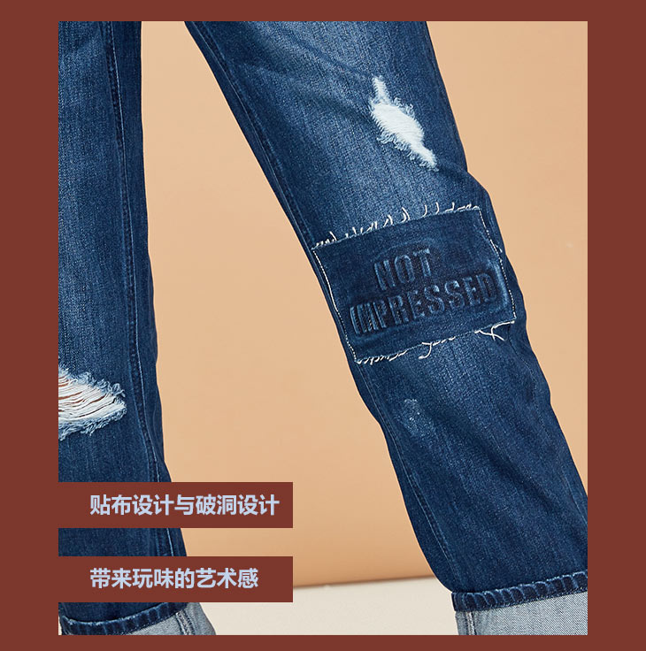 [Giá trị mùa thu và mùa đông] CHỈ mùa thu mới bf lỗ thẳng quần jean nữ chín quần | 117349624 quần jean ống đứng nữ đẹp