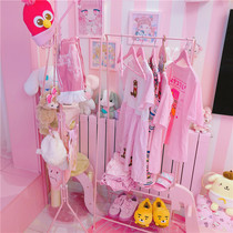 Pink Wrought iron girl room floor hanger Shoes and clothes finishing hanger Student dormitory Pink soft sister hanger