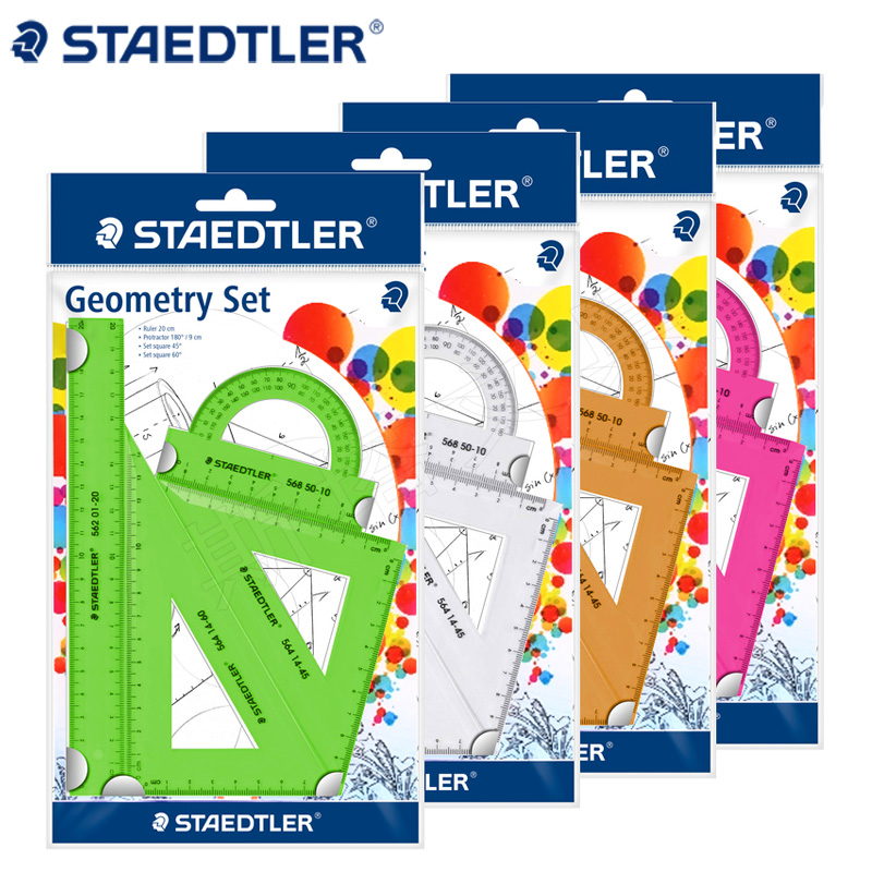 Germany STAEDTLER STAEDTLER 569 color student four-piece ruler WITH ruler triangle PROTRACTOR