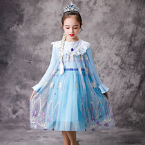 Girls Frozen Aisha Princess Dress 2020 Autumn New Edition Long Sleeve Aisha Childrens Dress