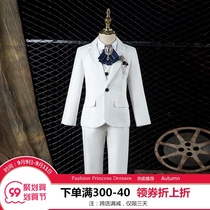 Boys dress white suit suit flower childrens suit English boy 2021 New Costume spring and autumn
