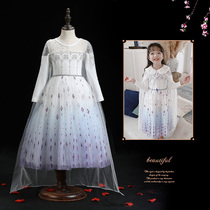 Girls Frozen Elsa Princess Dress Autumn Winter White Childrens Dress Birthday Dress Aisha Aisha Skirt