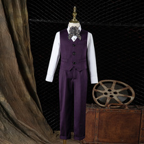 Childrens suit suit formal boys dress British purple handsome Flower Boy small suit piano performance