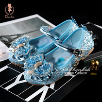 Princess Aisha shoes Womens shoes Baby Crystal shoes elsa blue performance shoes Frozen single shoes childrens shoes