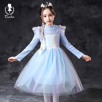 Girls Aisha Princess Dress Long Sleeve Spring and Autumn 2020 New Little Girl Children Frozen Aisha Skirt