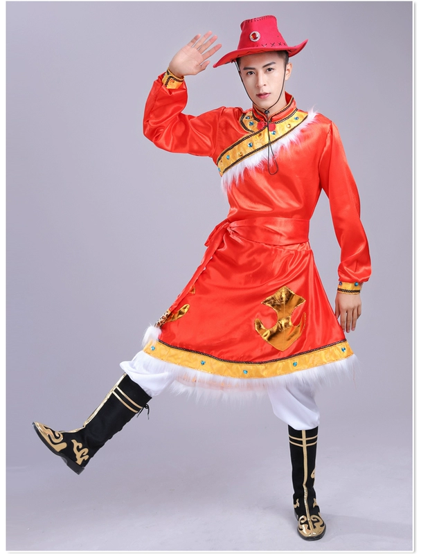 Người lớn mới của nam giới Mông Cổ trang phục múa nam thiểu số Mông Cổ robes Tây Tạng trang phục biểu diễn quần áo