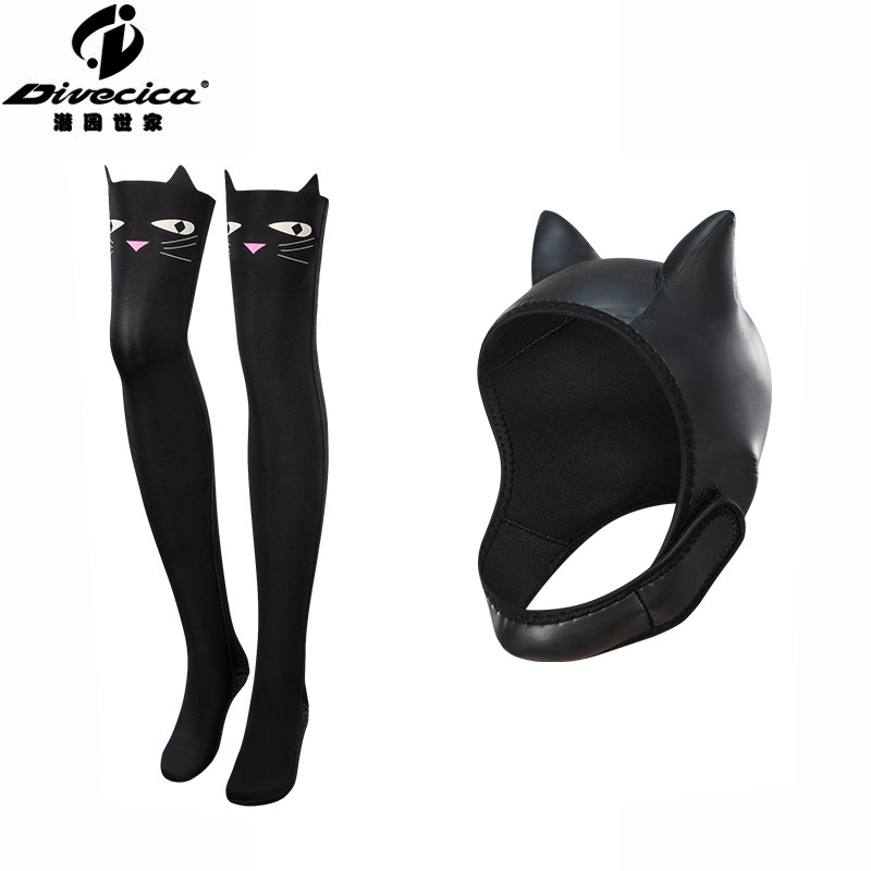 Divecica original cartoon diving stockings Catwoman 2mm knee diving socks snorkeling stockings Beach socks