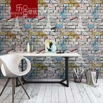 3D three-dimensional brick brick graffiti retro brick pattern industrial wind wallpaper cafe Barber Shop restaurant brick wall wallpaper