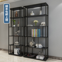 Wind Flag Iron Art Shelf Minimalist Office Book Room Wall Corner Partition Multilayer Containing Shelf Nordic Landing Bookshelves