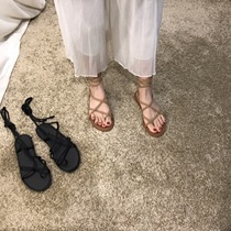 Roman Strap Sandal Sandshoes Women Shoes 2022 New Summer Fairy Wind Lace Laces Bohemian Beach Flat Bottom Shoes