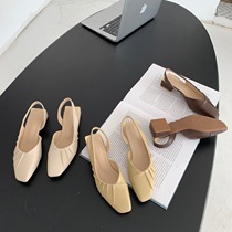 2022 New single-shoe French style with Baotou sandals Summer fairy Fairy Atmosphere Late Evening Wind Gentle Lady Shoes