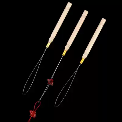 Wooden steel wire beading device pull ring bead piercing device tongue hollow crochet diy hand Buddha bead necklace wearing string tool