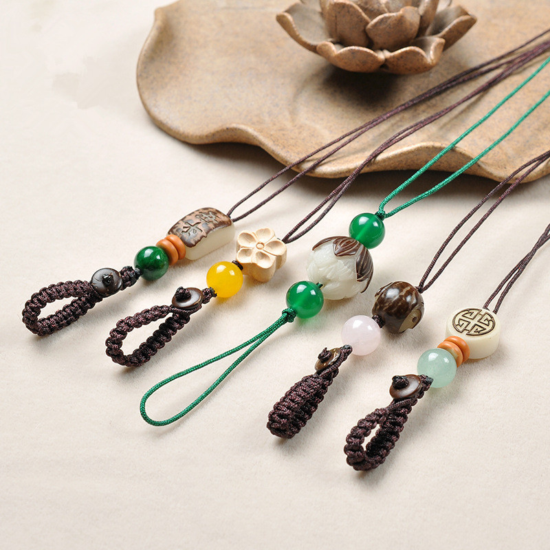 DIY material accessories hand-woven lotus xiangyun key ring mobile phone chain semi-finished car pendant rope men and women