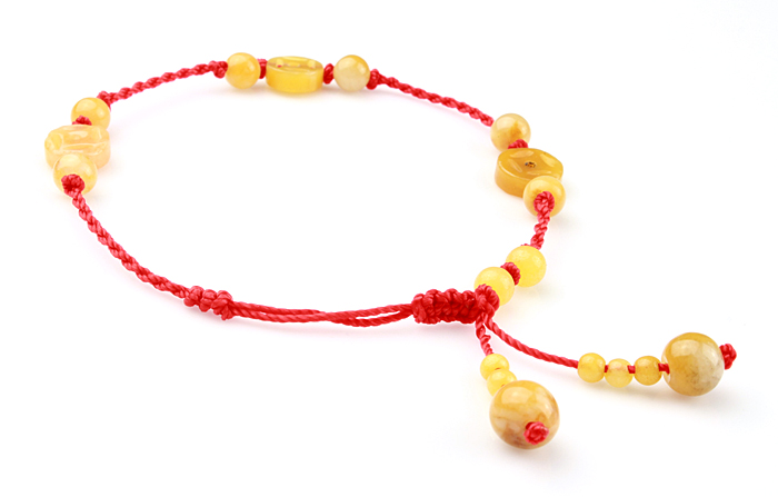 Handmade gió đường qua ngọc bích thời trang dây đỏ vòng chân lắc chân nữ titan
