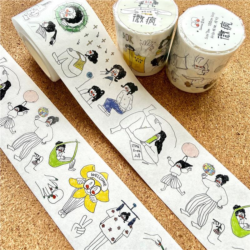 Club Set of Tapes - Wuzhou Company's Quirky Washi and Pet Die-Cut Black and White Abstract Character Journaling Tape Club Set of Tapes - Wuzhou Company's Quirky Washi and Pet Die-Cut Black and White Abstract Character Journaling Tape