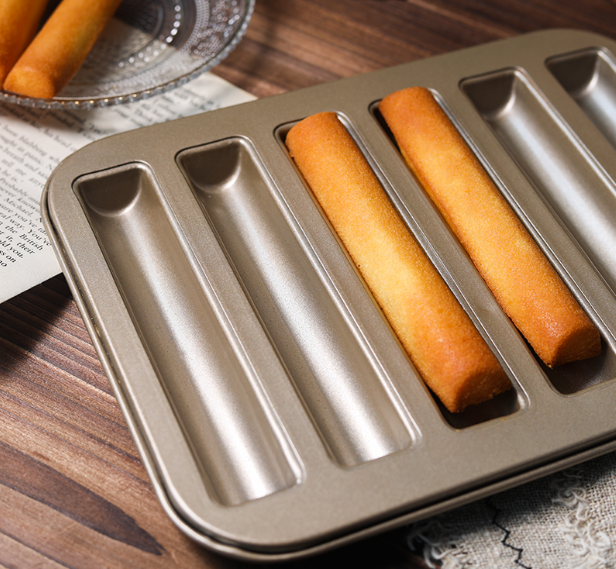 Cigar Fernen Snow Mold 6 Lian Gold Not Stained With Finger Biscuit Mold Baking Pan Cigar Puff Cake Baking Mold