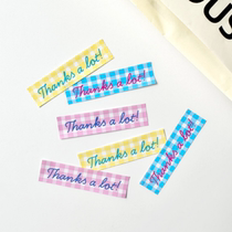 New plaid ins style thanks a lot long hand account stickers Korean diy handmade cookie stickers 120 pieces