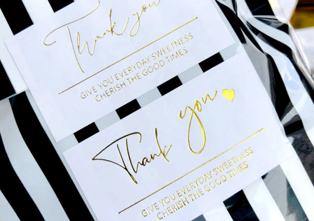 80 stickers hot stamping thank you thank you rectangular seal sticker gift wrapping decorative sticker thanks to the heart sticker