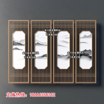 Stainless steel screen partition titanium gold living room modern simple luxury lobby background wall grille new Chinese grid