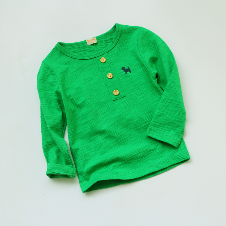Áo thun cotton dài cho bé áo thun cotton mỏng màu cotton quần áo mùa thu bé trai và bé gái cotton mùa thu áo thun em bé