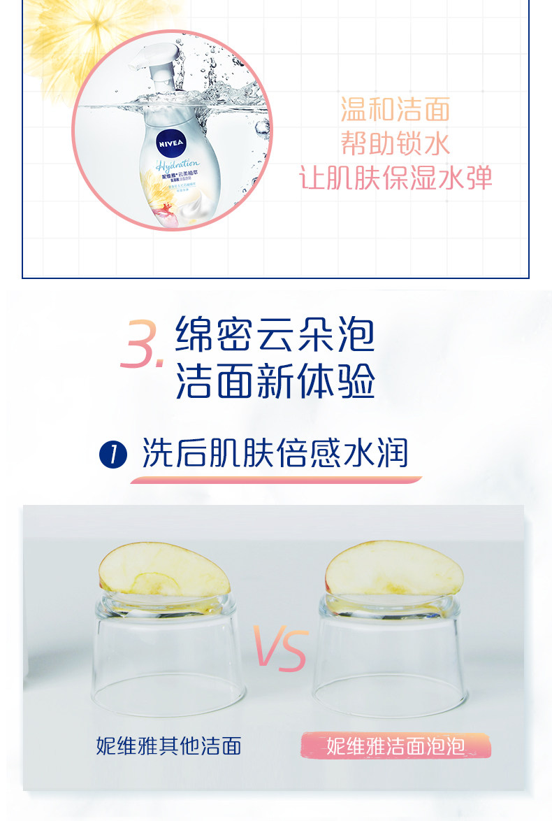 Nivea 妮维雅 云柔植萃 氨基酸泡沫慕斯洁面180ml * 2瓶 图6