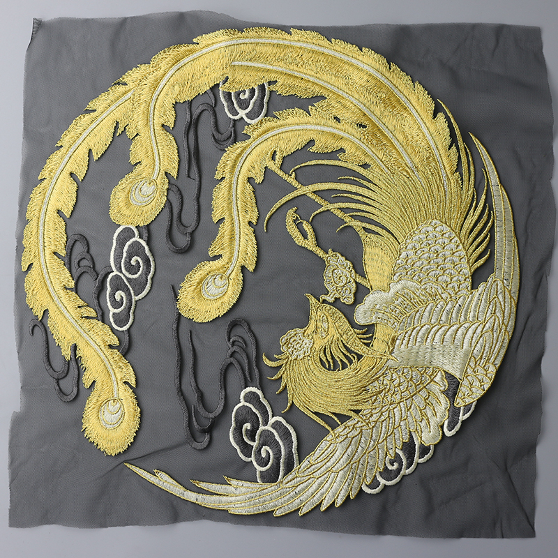 金線鳳凰圓形布貼戲服民族服飾裝飾貼花網繡重工蕾絲花邊手縫款 金線鳳凰圓形布貼戲服民族服飾裝飾貼花網繡重工蕾絲花邊手縫款