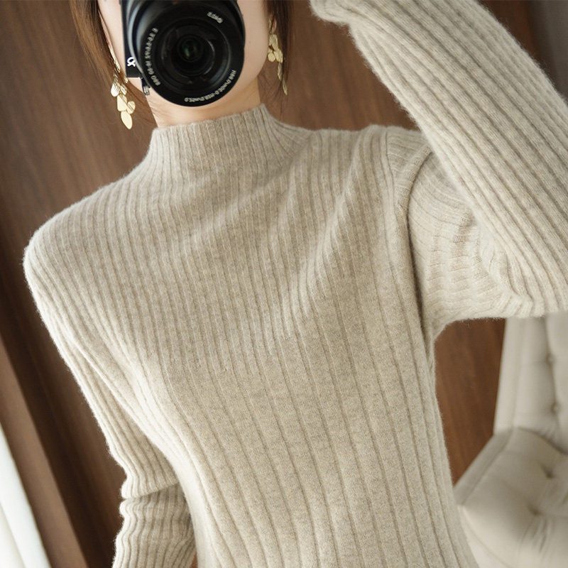 Foreign Pie half-high collar sweater women's inner lap knit blouse with slim fit 100 lap long sleeves to lead the undershirt