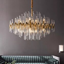 Light Luxury Chandelier American All-Copper Post-Modern Guest Restaurant Simple Creative Personalized Crystal Lamps Zhongshan Factory Direct Sales