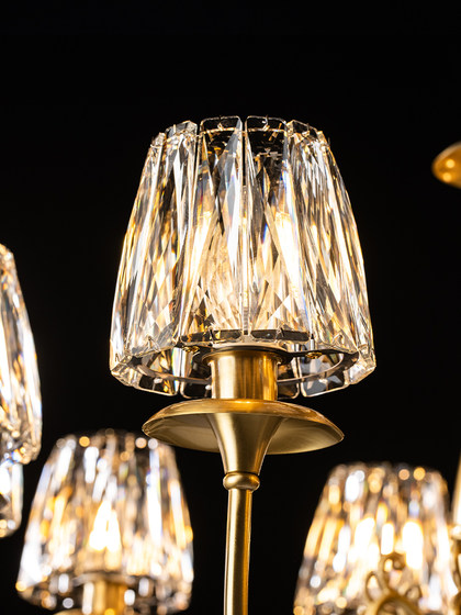 American-Style Crystal Chandelier, All-Copper, Light Luxury Living Room Lamp, Post-Modern, Elegant Dining Room and Bedroom Lighting, Direct Sales from Zhongshan Manufacturer